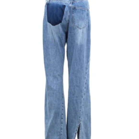 Fabulous Ann Andelman Asymmetrical Twisted Flared Jeans Blue EUC - Picture 3 of 10